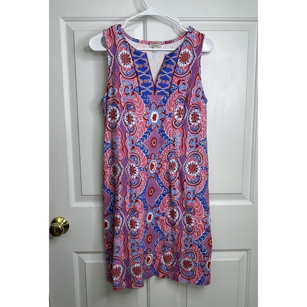 Talbots Effortless Jersey Shift Dress Floral Womens MP Petite Pink Red Resort